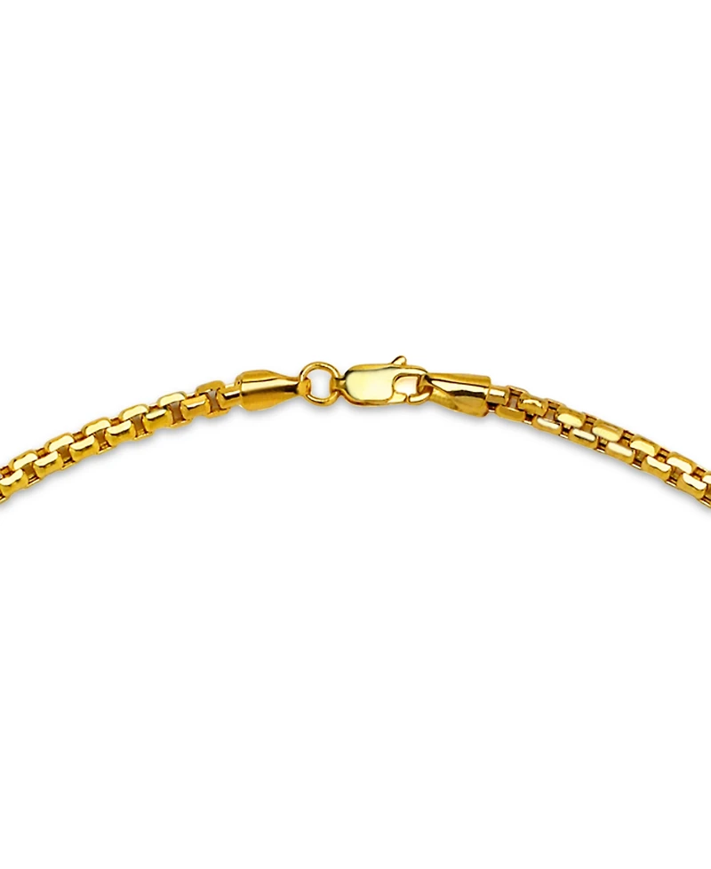 Men's Polished Rounded Box Link Chain Bracelet in 14k Gold