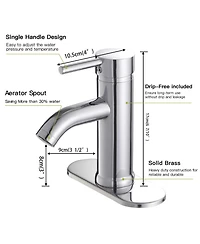 Greenspring Bathroom Sink Faucets Chrome Single Handle Lavatory Basin Bath Tap Deck Mount 1 Hole Modern Commercial Vanity Faucet Brass Lead-Free, with