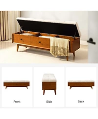 Hulala Home Midcentury Modern Dolly Upholstered Flip Top Storage Bench