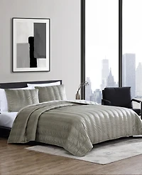 Closeout! Vera Wang Linear Stitch Velvet 3-Pc. Quilt Set, King