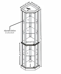 Streamdale Furniture Corner Glass Curio Cabinet with Light