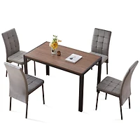 Streamdale Furniture 5-Piece Grey Velvet Dining Set