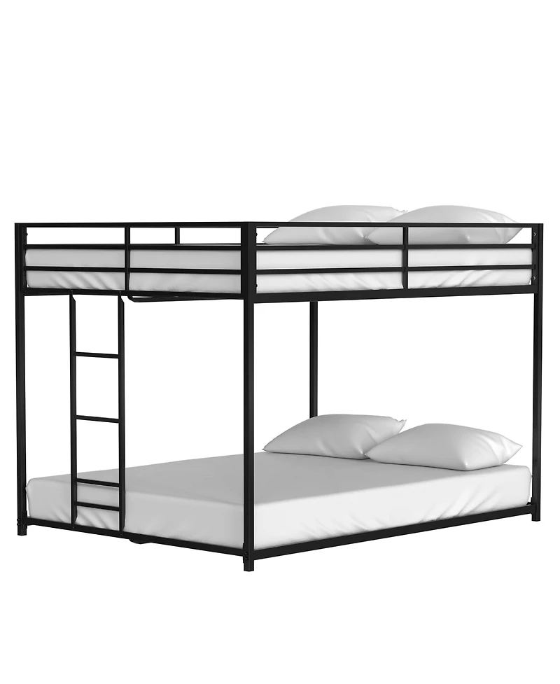 Streamdale Furniture Adam Sturdy Full over Full Metal Bunk Black for Kids and Adult, Low Profile and Easy Climbing with Stable Ladder