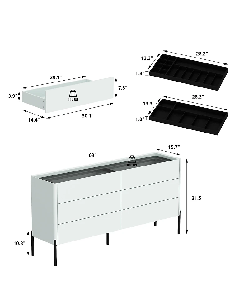5 Drawers Nightstand with 2 Hidden Drawers,Bedside table,Chest of Drawers
