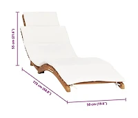 vidaXL Folding Sun Lounger with Cream White Cushion Solid Teak Wood