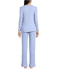 Lands' End Petite Cozy 2 Piece Pajama Set - Long Sleeve Top and Pants