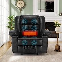 Streamdale Furniture Breathable Leather Massage Recliner Chair Manual Living Room Reclining Sofa