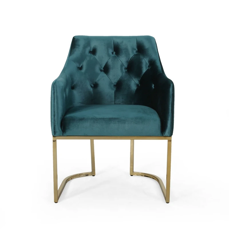 Simplie Fun Luxurious Velvet Club Chair: U-Base, Tufted Elegance, Iron Strength