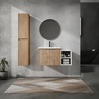 36" Wall-Mounted Bathroom Vanity With Sink and Side Cabinet, Soft Close Doors