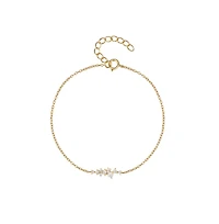Hollywood Sensation 18K Gold Plated Sterling Silver Chain Link Bracelet with Round Cut Cubic Zirconia Cluster