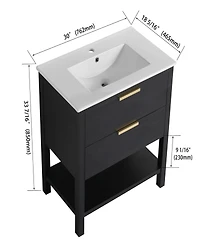 Streamdale Freestanding 30" Bathroom Vanity with Golden Handle and Ceramic Sink