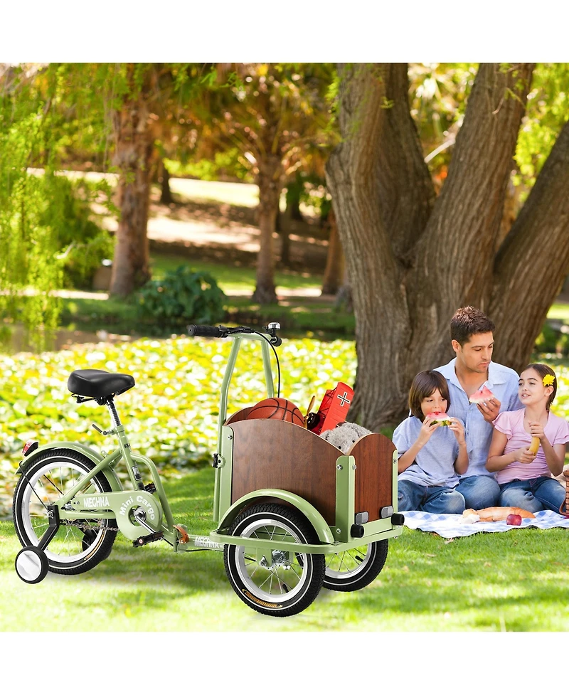 Streamdale Furniture Foldable Tricycle for Kids Ages 6-12,Mini Cargo Bike, Pet Bike, Reverse Tricycle, Outdoor Parent-Child Bike for travel, With Carg