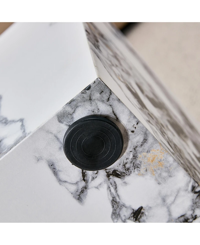 Streamdale Furniture Modern white Mdf+sticker material cube stylish texture design coffee table -15.75 inches