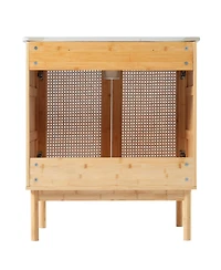 30-inch bathroom vanity crafted from natural materials, featuring handmade rattan doors and soft-closing mechanisms