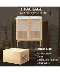 Streamdale Natural Rattan Vanity with Handmade Doors