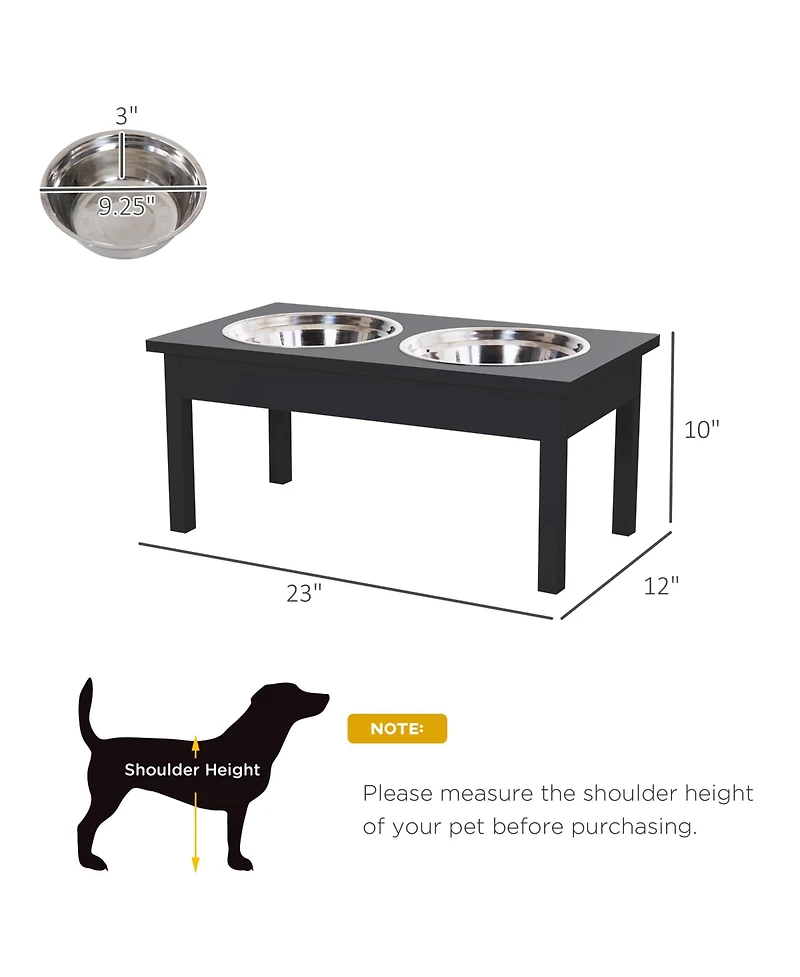 23" Wooden Heavy Duty Dog Food Bowls Pet Elevated Feeding Station -Black