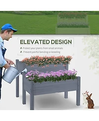 34"x34"x28" Raised Garden Bed, 2-Tier Elevated Wood Planter Box for Backyard, Patio to Grow Vegetables, Herbs, and Flowers, Gray