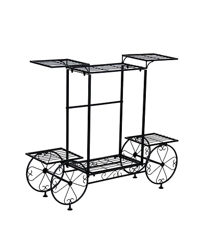 Unho Garden Wrought Iron Plant Stand 6 Tiers Flower Pots Display Rack Home Garden Decor