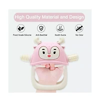 Smily Mia Reindeer Baby Teething Toy for Infants 3 Months Plus, Soothing Wearable Baby Chew Toy Sucking Needs & Pacifier for Newborns - Light Pink