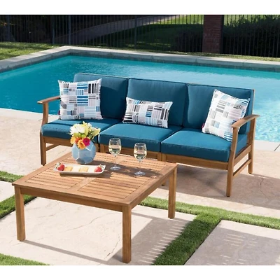 Streamdale Perla 3 Seater Sofa And Table Set, Blue