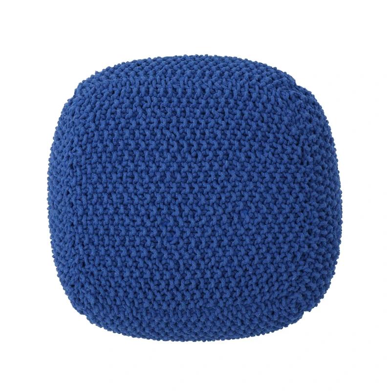 Streamdale Furniture Pim Knitted Cotton Pouf Cube 20.5 X 20.5 X 16.5 Pouf.