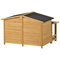 Streamdale Furniture 47.2" Large Wooden Dog House Outdoor, Outdoor & Indoor Dog Crate, Cabin Style, With Porch, 2 Doors