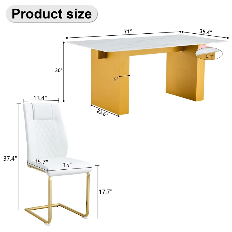 Simplie Fun Table and chair set.Large modern rectangular table with 0.4 inch patterned glass tabletop and large Mdf table legs.Comes with 6 chairs wit