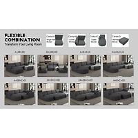 Streamdale Furniture 104.3270.86 Modular Sectional Sofa Sleeper Couch, Sectional Sofa with Chaise and Ottoman, Convertible U Shaped Modular Sofa Set.