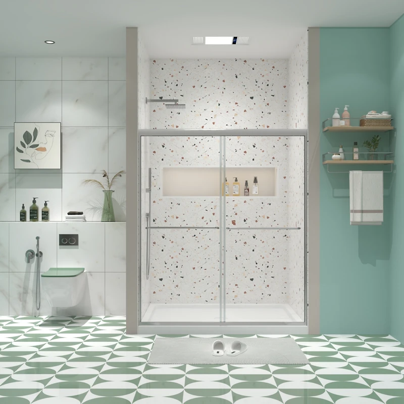 Streamdale Bypass Shower Door, Tempered Glass, Chrome Finish