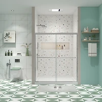 Streamdale Bypass Shower Door, Tempered Glass, Chrome Finish
