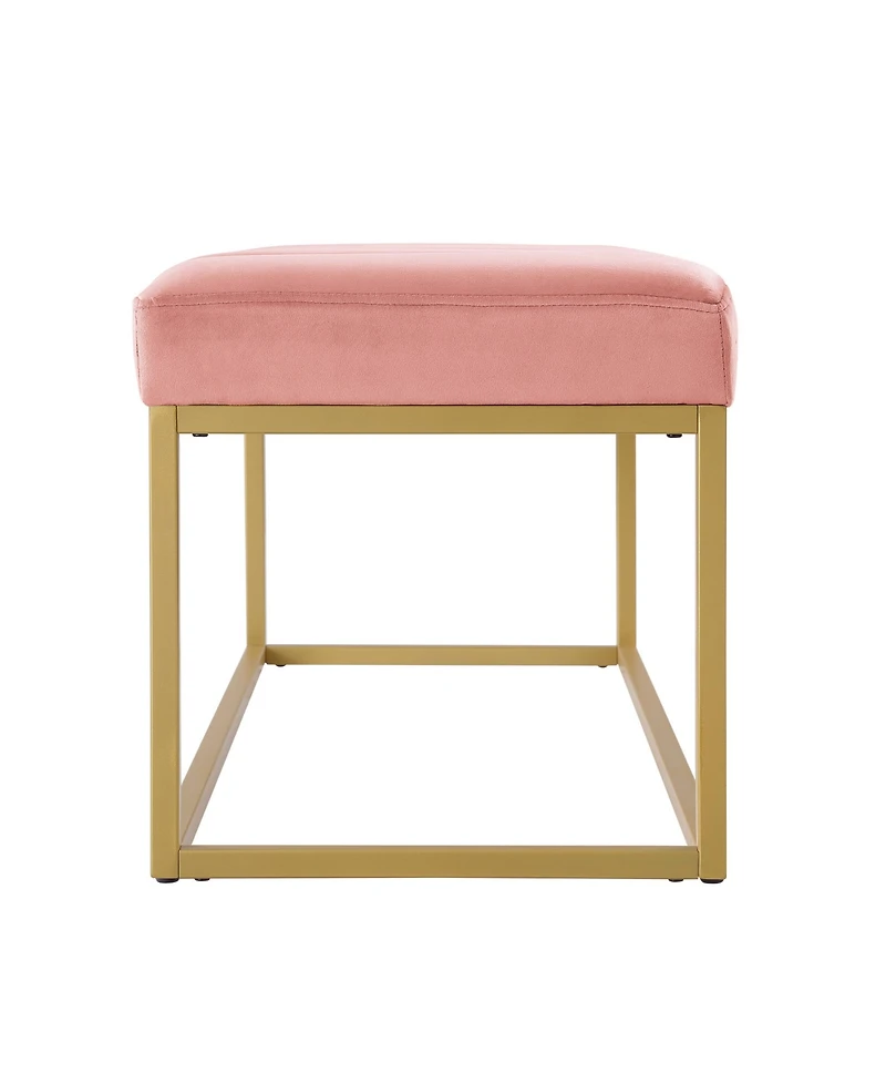 Modern Tufted Channel Entryway Bench Emerald Velvet Upholstered End of Bed Bench with Metal Frame, Footboard Bench for Living Room