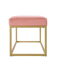 Modern Tufted Channel Entryway Bench Emerald Velvet Upholstered End of Bed Bench with Metal Frame, Footboard Bench for Living Room