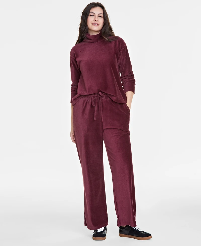 On 34th Women's Ribbed Velour Turtleneck Top, Created for Macy's