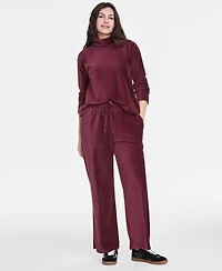 On 34th Women's Ribbed Velour Turtleneck Top, Created for Macy's
