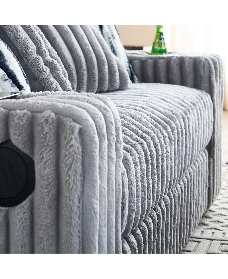 Streamdale Loveseat with Ottoman, Back & Toss Pillows, Bluetooth Speaker & Wireless Charger