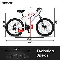 Streamdale 24" Girls' Mountain Bike with 21 Speeds and Disc Brakes