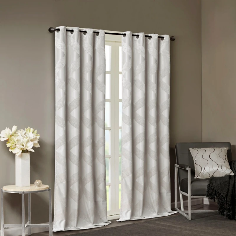 Streamdale Ogee Knitted Jacquard Total Blackout Curtain Panel(Only 1 Pc Panel)