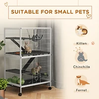 50" H 5-Tier Small Animal Cage, Ferret Cage, Large Chinchilla Cage with Hammock Accessory Heavy-Duty Steel Wire, Small Animal Habitat with 4 Door