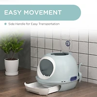 Covered Litter Box, Litter Box with a Lid, Scoop Enclosed Drawer & Skylight for Cats That's Easy to Clean, Blue