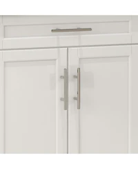 Kitchen Island on Wheels, Rolling Kitchen Cart with Stainless Steel Countertop, Drawer, Towel Rack and Spice Rack, Utility Storage Trolley, Cream Whit