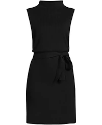 Lands' End Women's Cotton Blend Short Sleeve Mock Neck Sweater Dress