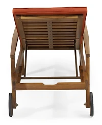 Streamdale Acacia Wood Chaise Lounge with Adjustable Cushions