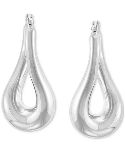 Polished Tube Twist Medium Hoop Earrings in Sterling Silver