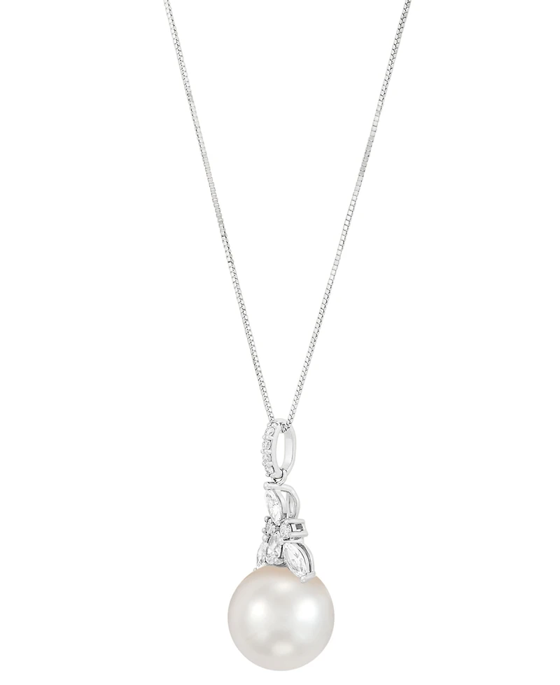 Grown With Love Cultured Freshwater Pearl (12mm) & Lab Grown Diamond (1/2 ct. t.w.) 18" Pendant Necklace in 14k White Gold