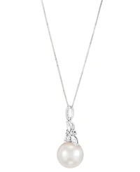 Grown With Love Cultured Freshwater Pearl (12mm) & Lab Grown Diamond (1/2 ct. t.w.) 18" Pendant Necklace in 14k White Gold