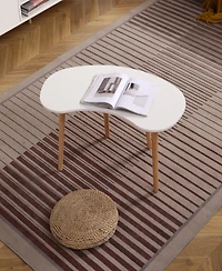 Streamdale Furniture Nut Shape Coffee Table with Solid Wood Legs, 35x21 Inches
