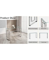 Streamdale Stainless Steel Glass Console Table