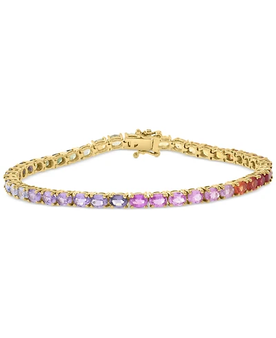 Effy Multi-Sapphire Oval Tennis Bracelet (8-7/8 ct. t.w.) in 14k Gold