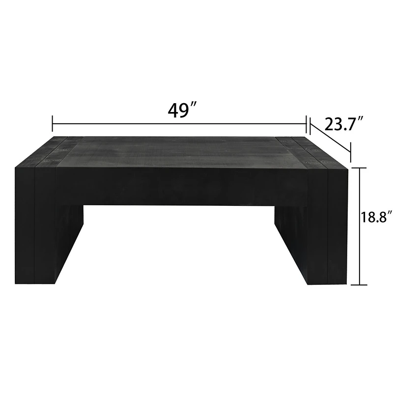 Streamdale Furniture Living Room Wood Table, Versatile Table, Black Wood Coffee Table, Modern Black Solid Wood Coffee Table