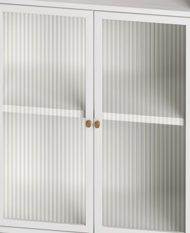 Streamdale Furniture 45.28" H Storage Cabinet, Bathroom Floor Cabinet with Glass Door and Shelves, Freestanding Display Storage Cabinet for Bathroom,